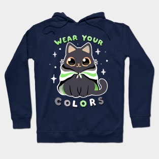 Agender LGBT Pride Cat - Kawaii Rainbow Kitty - Wear your colors Hoodie